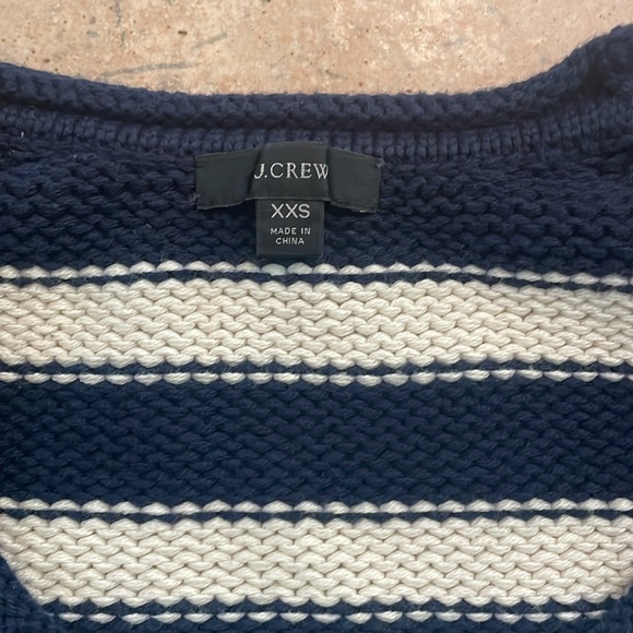 JCrew Striped Chunky Navy and White Knit Sweater - Picture 2 of 3
